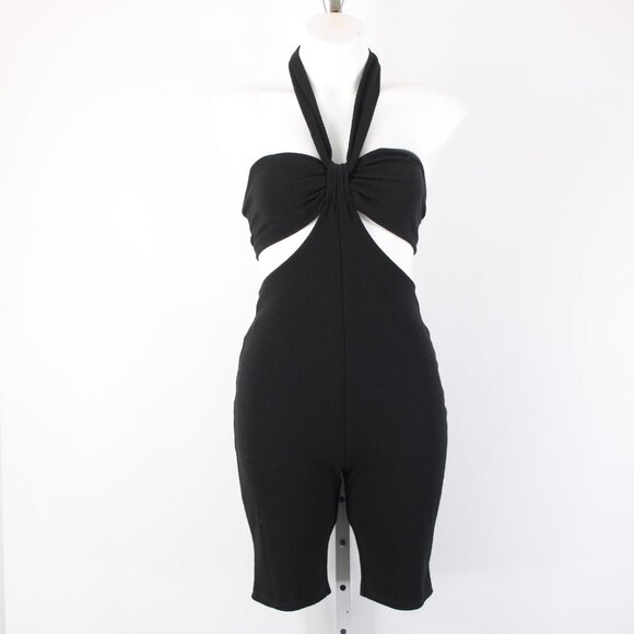 Maluma Romper NEW $90 Royalty Sz 4 Black Halter Open Sides Poly Rayon Romper - Picture 2 of 14